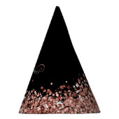 Roos Gold Blush Roze Glitter Glam Monogram Naam Feesthoedjes (Rechts)