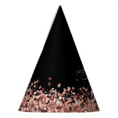 Roos Gold Blush Roze Glitter Glam Monogram Naam Feesthoedjes (Links)