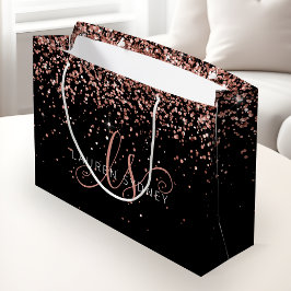 Roos Gold Blush Roze Glitter Glam Monogram Naam Groot Cadeauzakje
