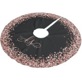 Roos Gold Blush Roze Glitter Glam Monogram Naam Kerstboom Rok (Gekanteld)