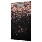 Roos Gold Blush Roze Glitter Glam Monogram Naam Klembord (Links)