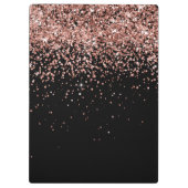 Roos Gold Blush Roze Glitter Glam Monogram Naam Klembord (Achterkant)