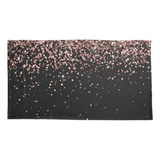Roos Gold Blush Roze Glitter Glam Monogram Naam Kussensloop (Achterkant)