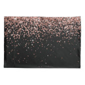 Roos Gold Blush Roze Glitter Glam Monogram Naam Kussensloop (Achterkant)