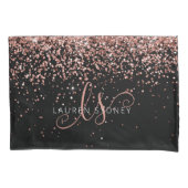 Roos Gold Blush Roze Glitter Glam Monogram Naam Kussensloop (Voorkant)