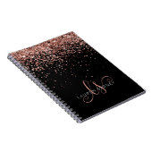 Roos Gold Blush Roze Glitter Glam Monogram Naam Notitieboek (Rechterzijde)