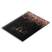 Roos Gold Blush Roze Glitter Glam Monogram Naam Notitieboek (Linkerzijde)