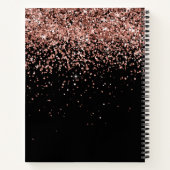 Roos Gold Blush Roze Glitter Glam Monogram Naam Notitieboek (Achterkant)