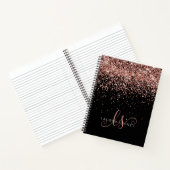 Roos Gold Blush Roze Glitter Glam Monogram Naam Notitieboek (Binnen)