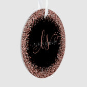 Roos Gold Blush Roze Glitter Glam Monogram Naam Ornament (voorkant)