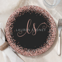 Roos Gold Blush Roze Glitter Glam Monogram Naam