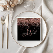 Roos Gold Blush Roze Glitter Glam Monogram Naam Servet