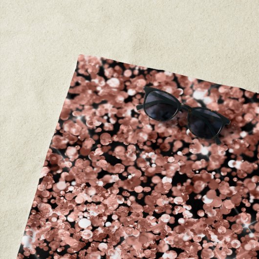 Roos Gold Blush Roze Glitter Glam Monogram Naam Strandlaken (In situ)