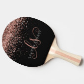 Roos Gold Blush Roze Glitter Glam Monogram Naam Tafeltennisbatje (Zijkant)