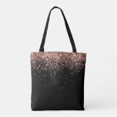 Roos Gold Blush Roze Glitter Glam Monogram Naam Tote Bag (Achterkant)