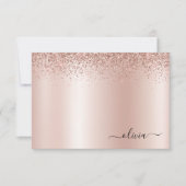 Roos Gold Blush Roze Glitter Metal Monogram Bedankkaart (Voorkant)