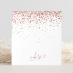 Roos Gold Blush Roze Glitter Metal Notitieblok<br><div class="desc">Glam Roos Gold Glitter Elegant Monogram Notitieblok. Pas dit trendy notitieblok met elegant roos gouden mousserende glitter op een zwarte achtergrond eenvoudig aan. Het ontwerp kenmerkt uw handgeschreven manuscriptmonogram met  draden en naam.</div>