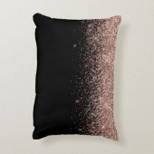 Roos Gold Blush Roze Glitter Monogram Girly Accent Kussen (Achterkant (Verticaal))