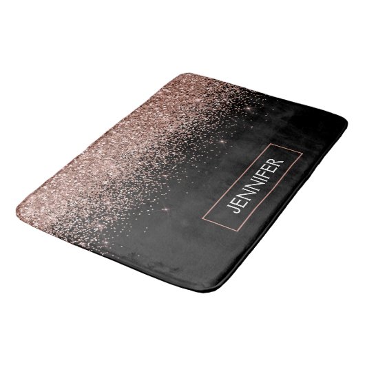 Roos Gold Blush Roze Glitter Monogram Girly Badmat (Gekanteld)