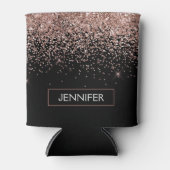 Roos Gold Blush Roze Glitter Monogram Girly Blikjeskoeler (Voorkant)