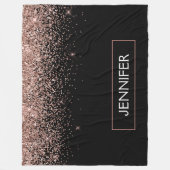 Roos Gold Blush Roze Glitter Monogram Girly Fleece Deken (Voorkant)