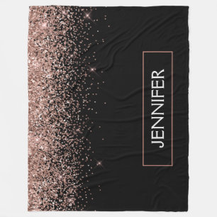 Roos Gold Blush Roze Glitter Monogram Girly Fleece Deken