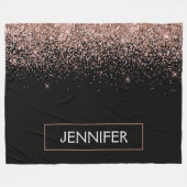 Roos Gold Blush Roze Glitter Monogram Girly Fleece Deken (Voorkant (Horizontaal))