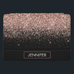 Roos Gold Blush Roze Glitter Monogram Girly iPad Pro Cover<br><div class="desc">Roos Gold - Blush Pink en Black Sparkle Glitter Monogram Naam Laptop Hoesje. Dit maakt het perfecte zoete 16-jarige verjaardagscadeau,  bruiloft,  vrijgezellenfeest,  jubileum,  baby shower of vrijgezellenfeest voor iemand die van glamoureuze luxe en chique stijlen houdt.</div>
