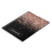 Roos Gold Blush Roze Glitter Monogram Girly Notitieboek (Linkerzijde)