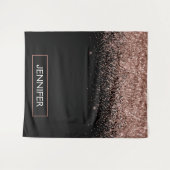 Roos Gold Blush Roze Glitter Monogram Girly Wandkleed (Voorkant (horizontaal))