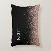 Roos Gold Blush Roze Glitter Monogram Initiaal Accent Kussen (Voorkant(Verticaal))
