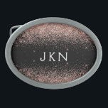 Roos Gold Blush Roze Glitter Monogram Initiaal Gesp<br><div class="desc">Zwart en Roos Gold - Blush Pink Sparkle Glitter Monogram Naam Belt Buckle. Dit maakt het perfecte afstuderen,  zoet 16 16th,  18th,  21st,  30th,  40th,  50th,  60th,  70th,  80th,  90th,  100th Birthday,  bruiloft,  vrijgezellenfeest,  jubileum,  baby shower of vrijgezellenfeest cadeau voor iemand die houdt van glamoureuze luxe en chique stijlen.</div>