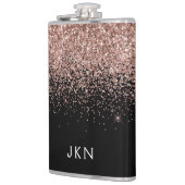 Roos Gold Blush Roze Glitter Monogram Initiaal Heupfles (Links)