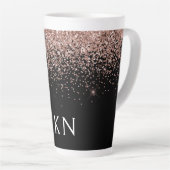 Roos Gold Blush Roze Glitter Monogram Initiaal Latte Mok (Rechterhoek)