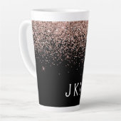 Roos Gold Blush Roze Glitter Monogram Initiaal Latte Mok (Linkerhoek)