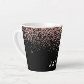 Roos Gold Blush Roze Glitter Monogram Initiaal Latte Mok (Linkerhoek)
