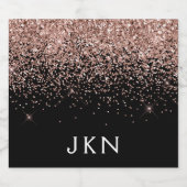 Roos Gold Blush Roze Glitter Monogram Initiaal Likeurfles Etiket (Enkel label)