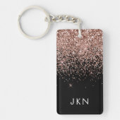 Roos Gold Blush Roze Glitter Monogram Initiaal Sleutelhanger (Voorkant)