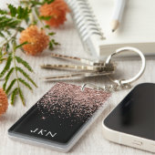 Roos Gold Blush Roze Glitter Monogram Initiaal Sleutelhanger (Voorkant Rechts)