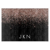 Roos Gold Blush Roze Glitter Monogram Initiaal Snijplank (Voorkant)