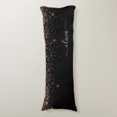 Roos Gold Blush Roze Glitter Monogram Naam Meisje Lichaamskussen (Voorkant Verticaal)