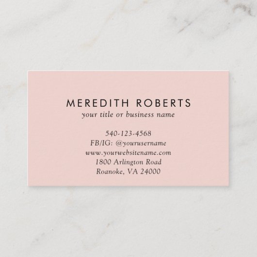 Roos Gold Blush Roze Glitter Monogram Visitekaartje (Achterkant)