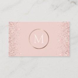 Roos Gold Blush Roze Glitter Monogram Visitekaartje