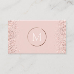 Roos Gold Blush Roze Glitter Monogram Visitekaartje