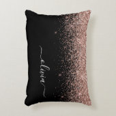 Roos Gold Blush Roze Glitter Script Monogram Girly Accent Kussen (Voorkant(Verticaal))