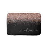 Roos Gold Blush Roze Glitter Script Monogram Girly Badmat (Voorkant)