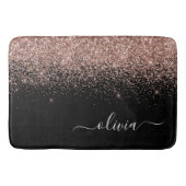 Roos Gold Blush Roze Glitter Script Monogram Girly Badmat (Voorkant)
