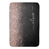 Roos Gold Blush Roze Glitter Script Monogram Girly Badmat (Voorkant Verticaal)