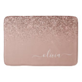 Roos Gold Blush Roze Glitter Script Monogram Girly Badmat (Voorkant)