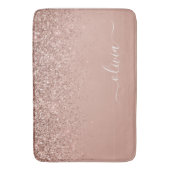 Roos Gold Blush Roze Glitter Script Monogram Girly Badmat (Voorkant Verticaal)